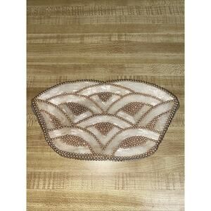 Vintage 50s 60s Beige Cream Beaded Evening Clutch Handbag Purse Made in Japan